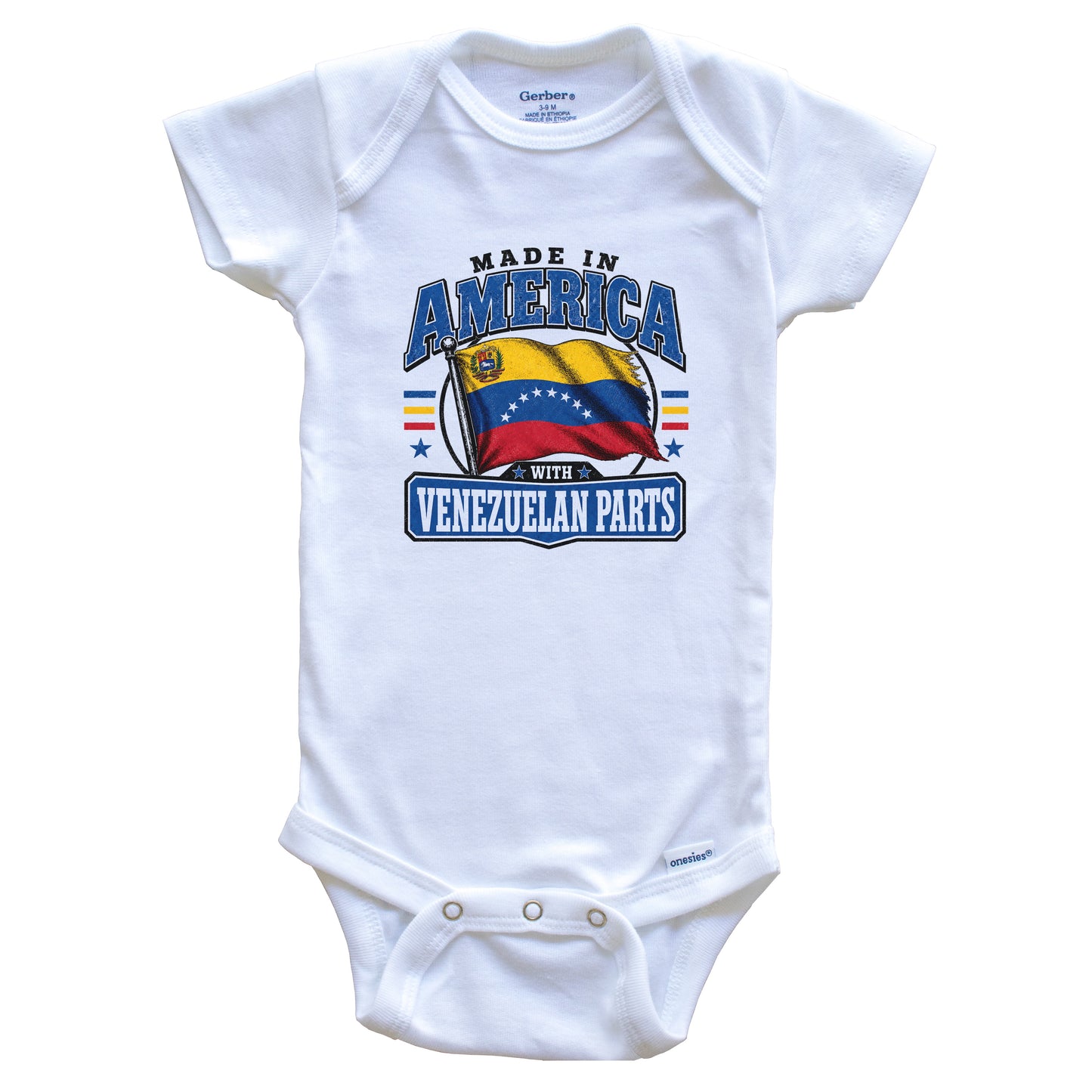 Made In America With Venezuelan Parts Venezuela Flag Baby Bodysuit
