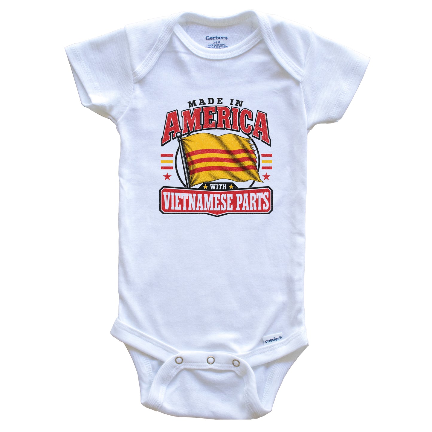 Made In America With Vietnamese Parts Vietnam Flag Baby Bodysuit