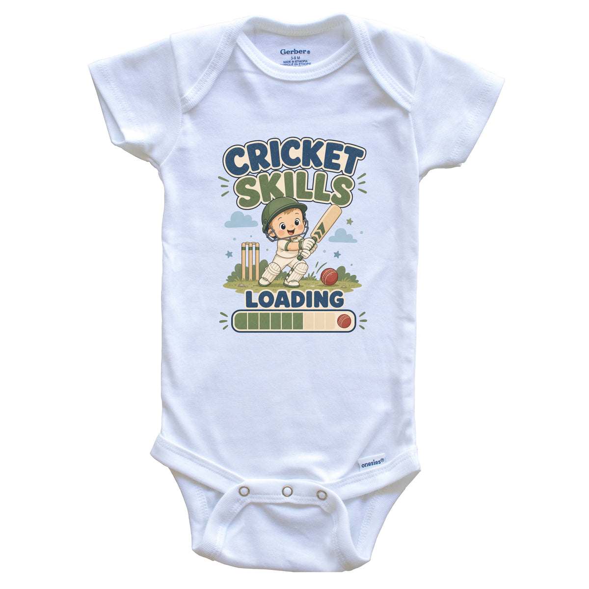 Cricket Skills Loading Funny Sports Humor Baby Bodysuit