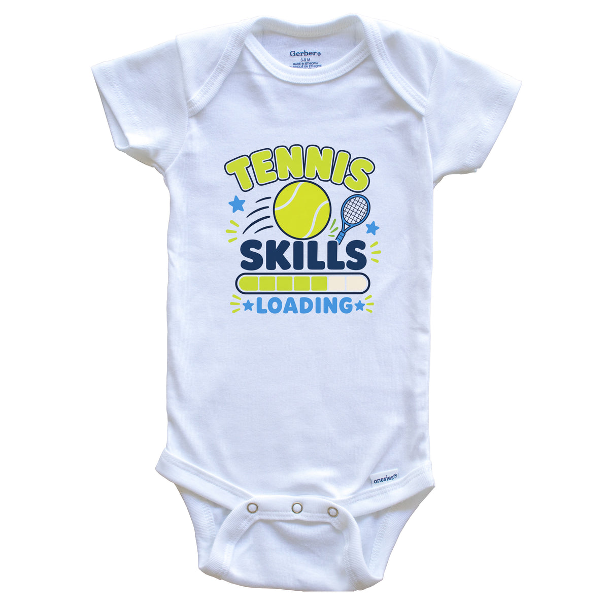 Tennis Skills Loading Funny Sports Humor Baby Bodysuit