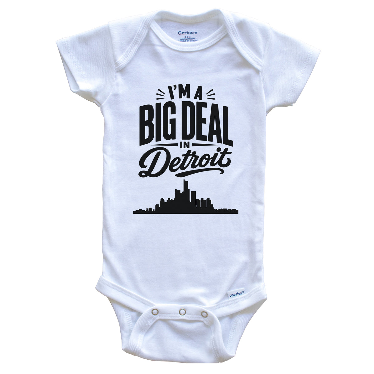 I'm A Big Deal In Detroit Michigan Funny Skyline Baby Bodysuit