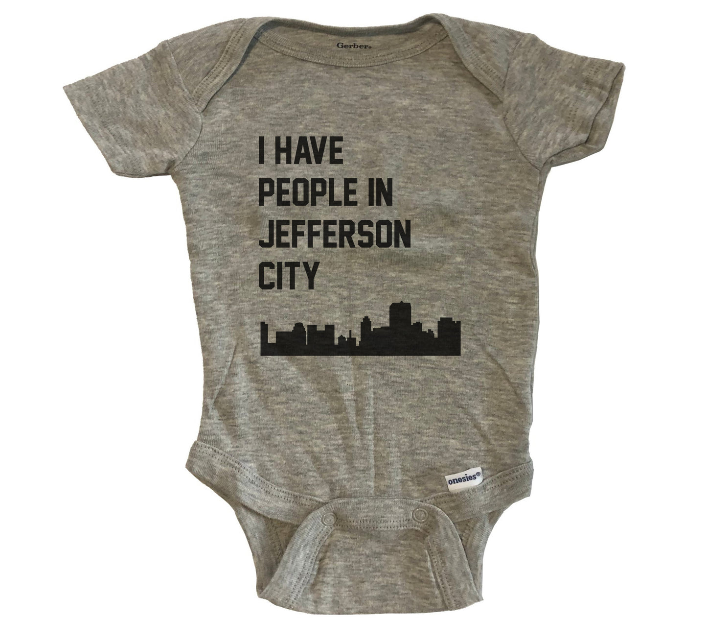 I Have People In Jefferson City Missouri Skyline Baby Bodysuit - Grey