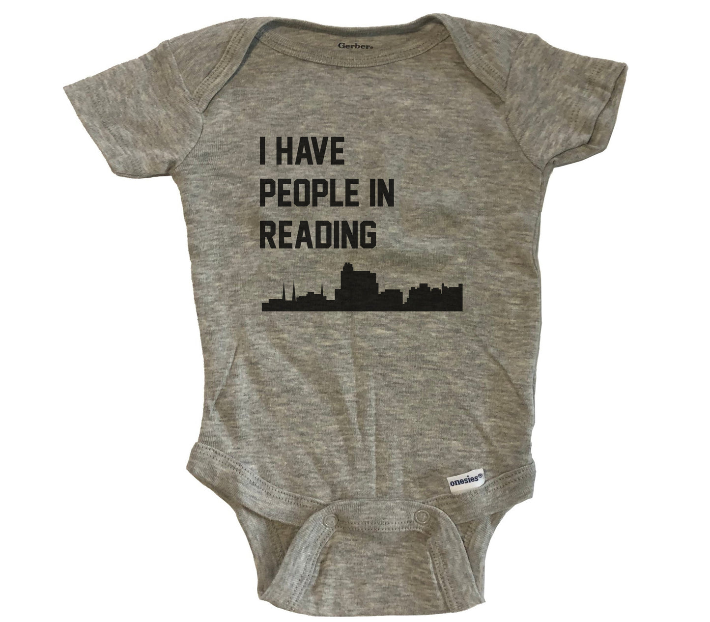 I Have People In Reading Pennsylvania Skyline Baby Bodysuit - Grey