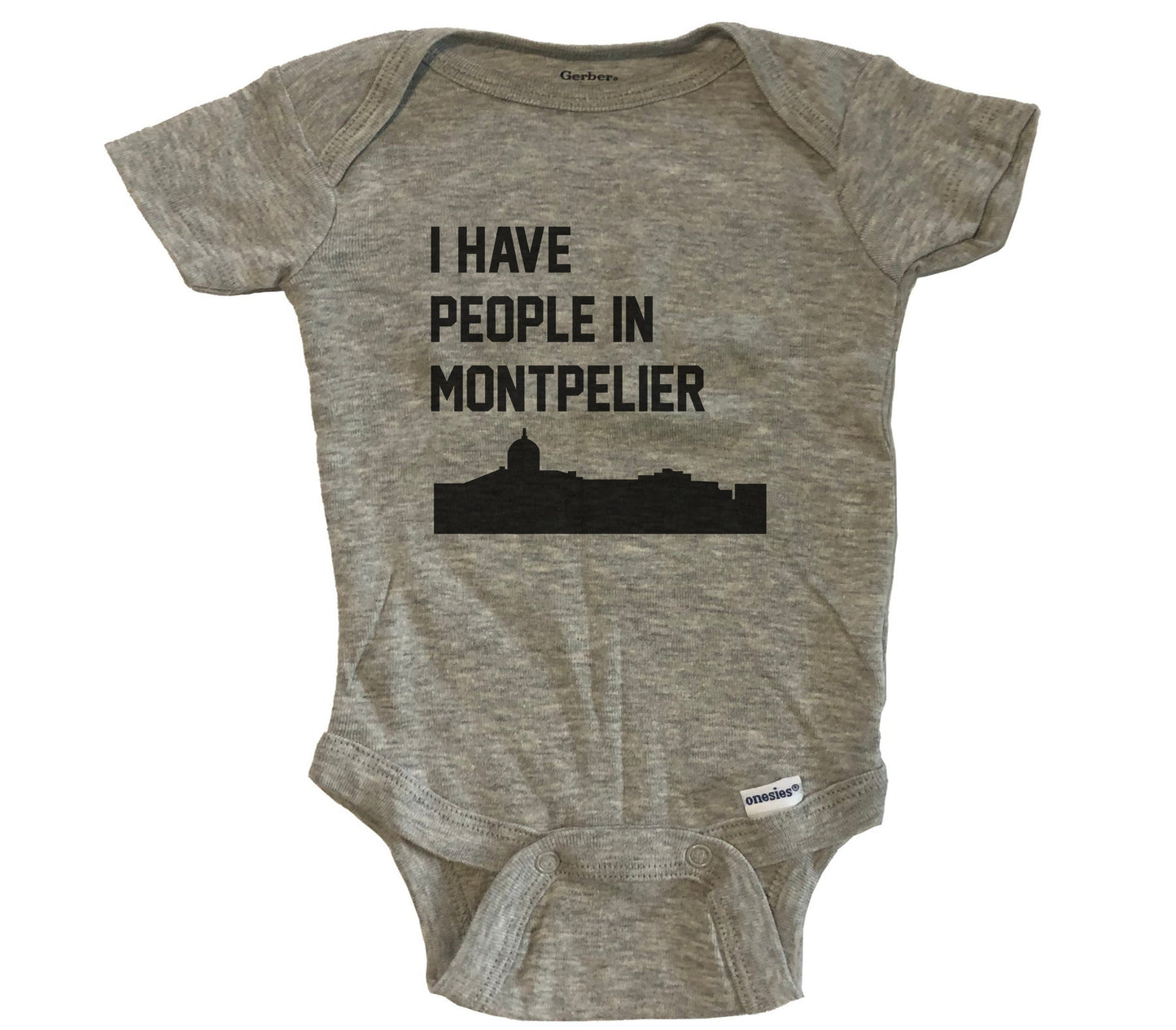 I Have People In Montpelier Vermont Skyline Baby Bodysuit - Grey