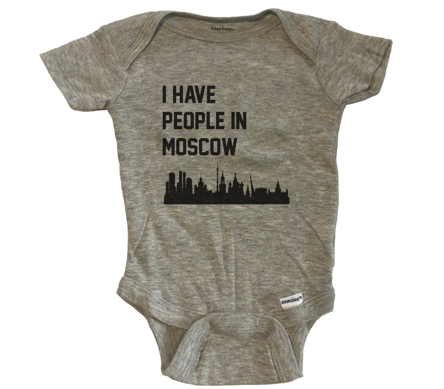 I Have People In Moscow Russia Skyline Baby Bodysuit - Grey