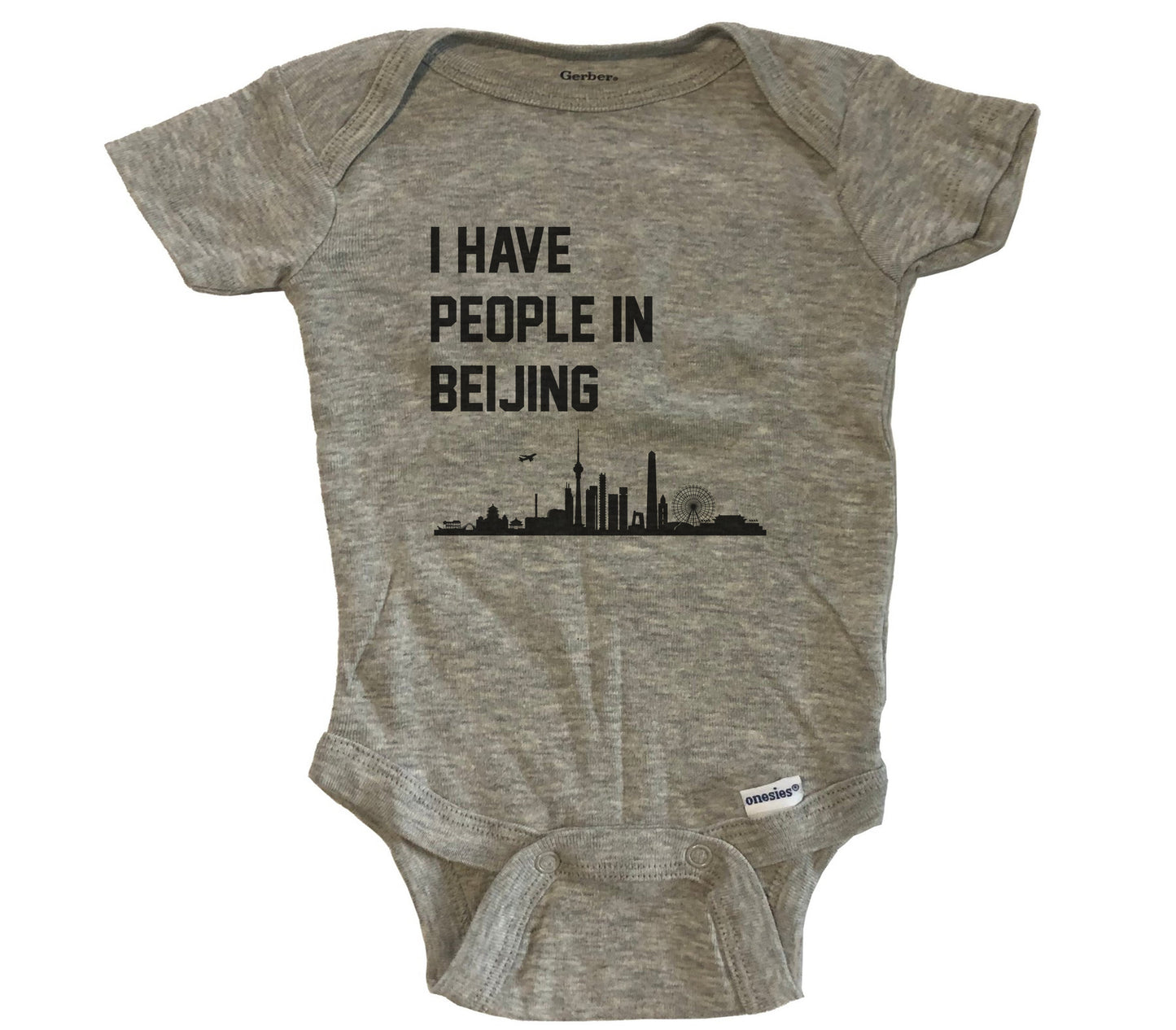 I Have People In Beijing China Skyline Baby Bodysuit - Grey
