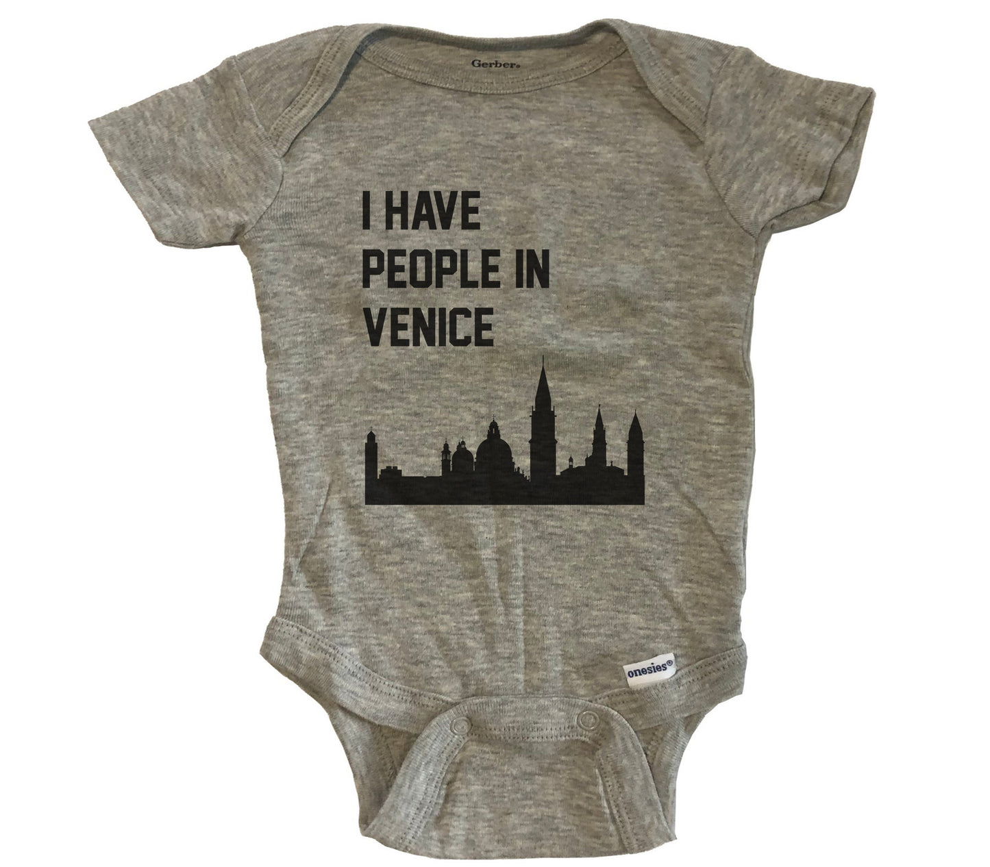 I Have People In Venice Italy Skyline Baby Bodysuit - Grey