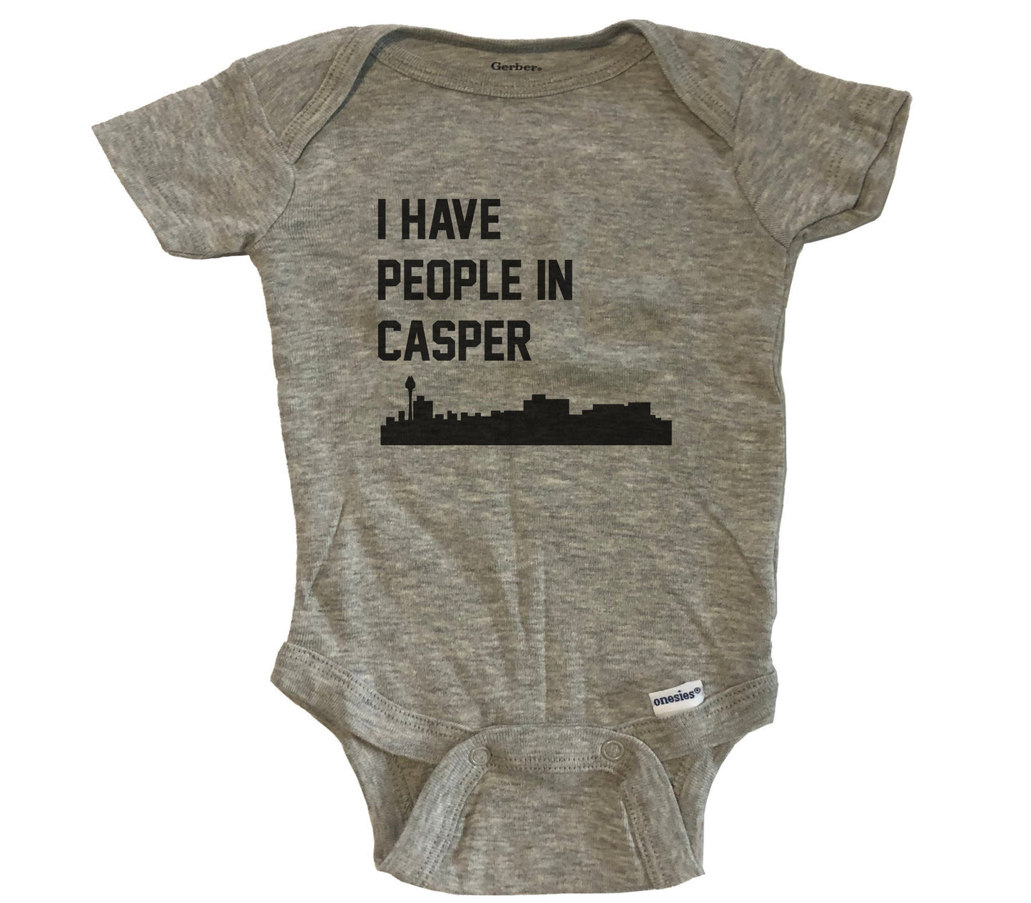 I Have People In Casper Wyoming Skyline Baby Bodysuit - Grey