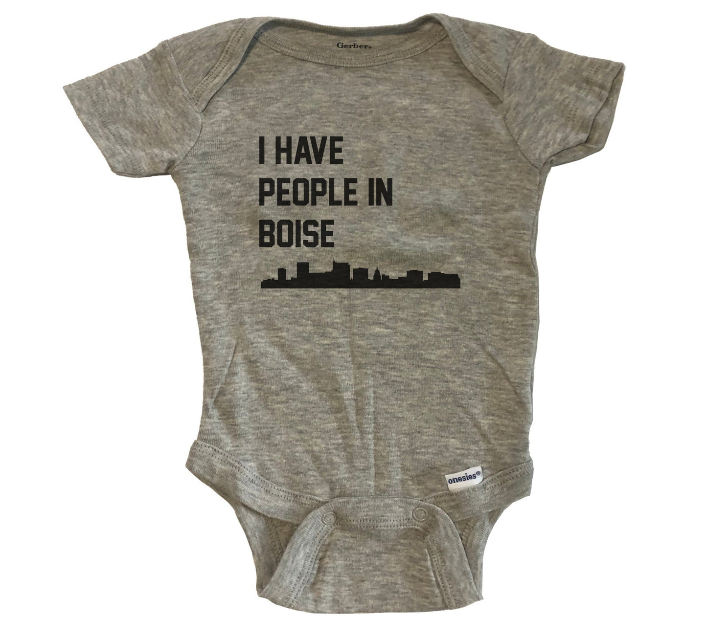 I Have People In Boise Idaho Skyline Baby Bodysuit - Grey