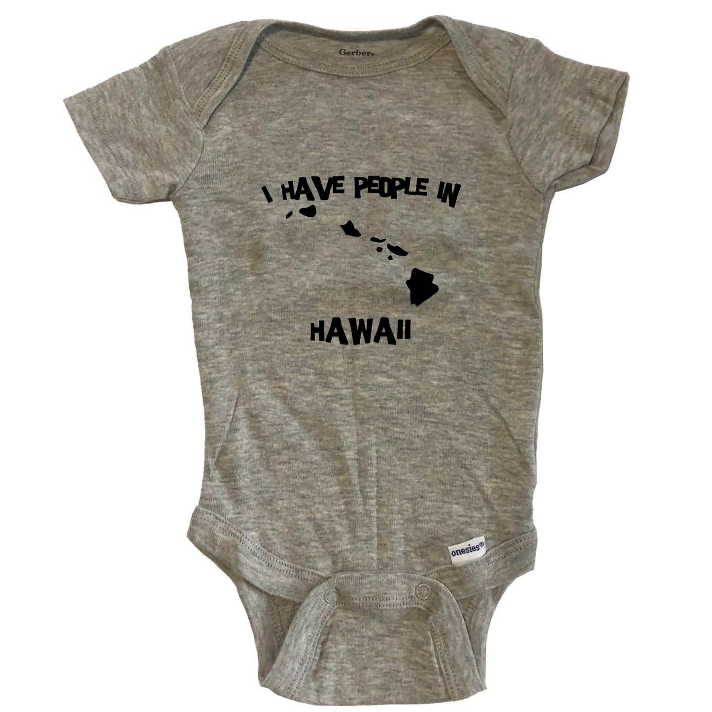 State Silhouette I Have People In Hawaii Baby Bodysuit - Grey