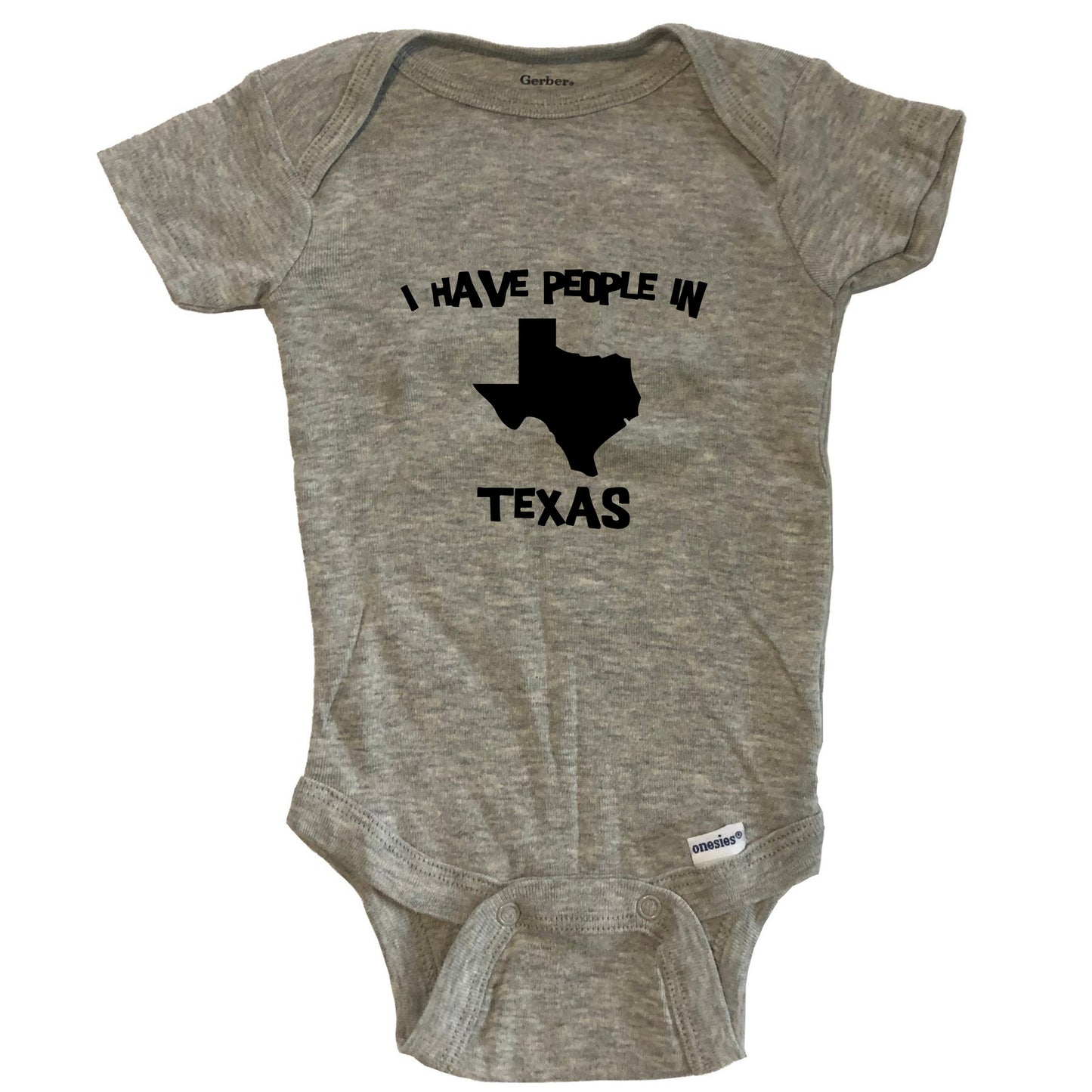 State Silhouette I Have People In Texas Baby Bodysuit - Grey