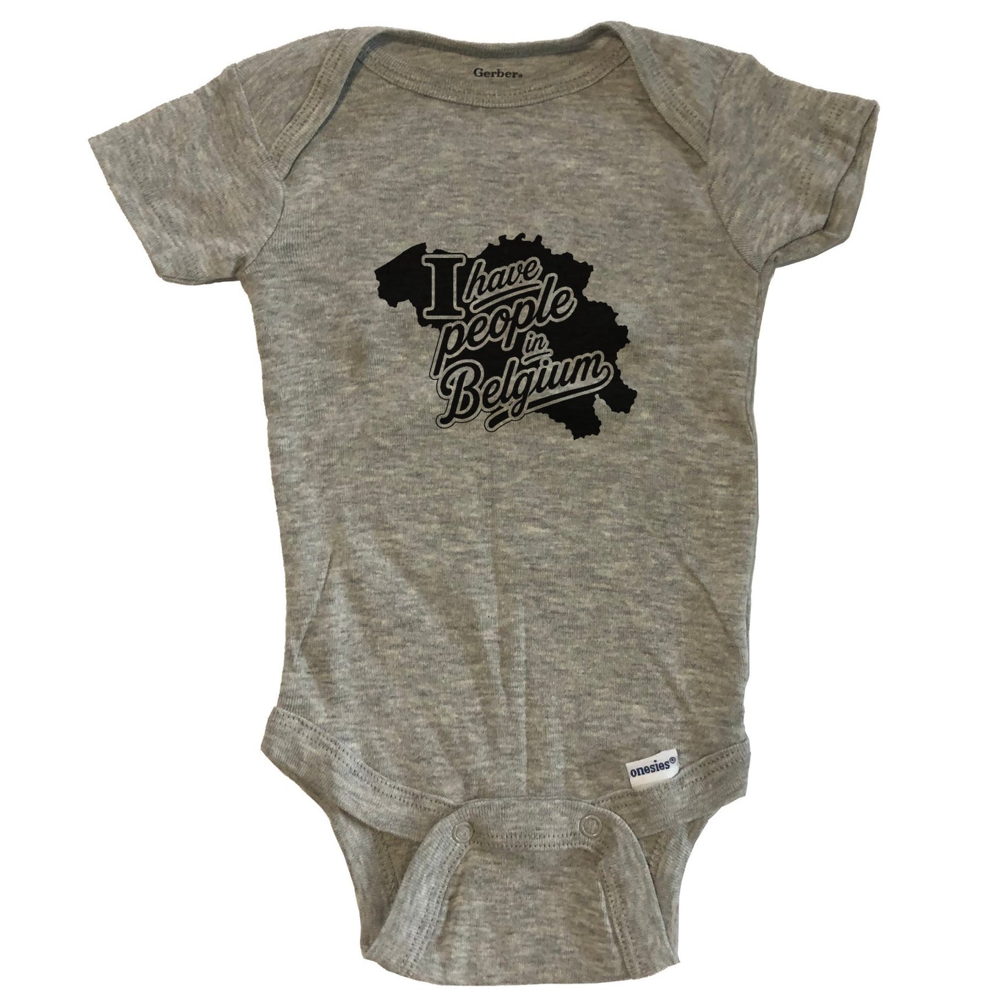 I Have People In Belgium Country Silhouette Baby Bodysuit - Grey