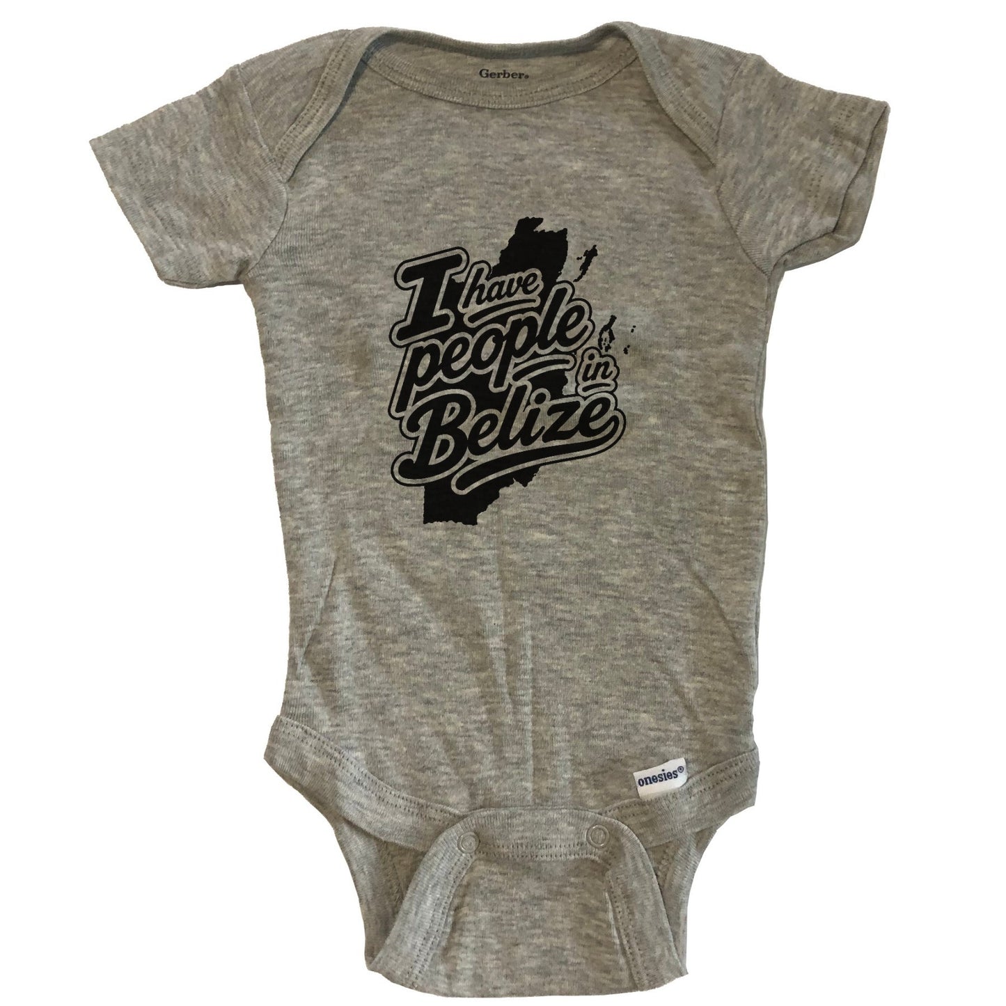 I Have People In Belize Country Silhouette Baby Bodysuit - Grey