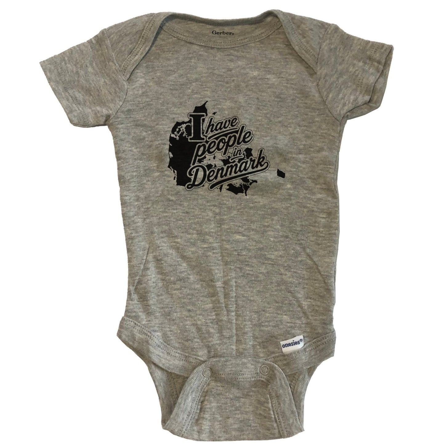 I Have People In Denmark Country Silhouette Baby Bodysuit - Grey