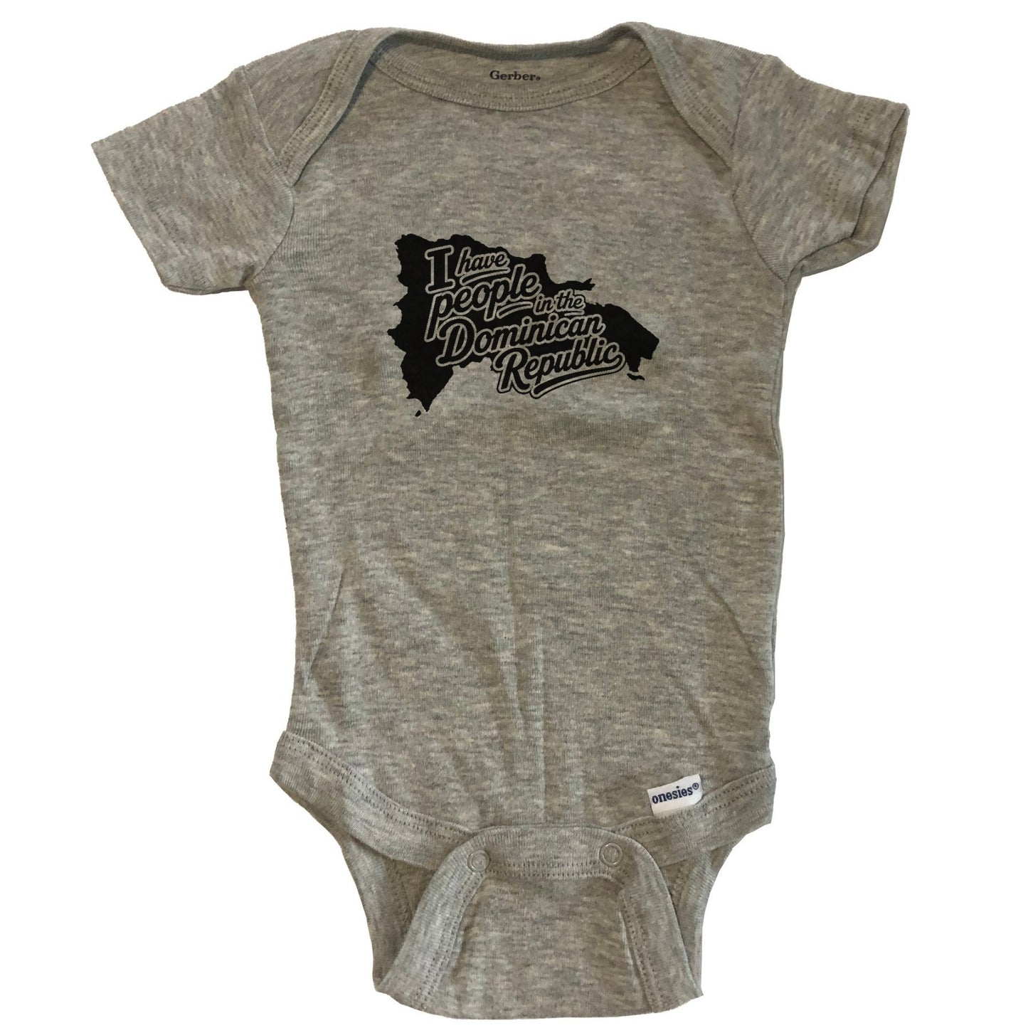 I Have People In the Dominican Republic Country Silhouette Baby Bodysuit - Grey