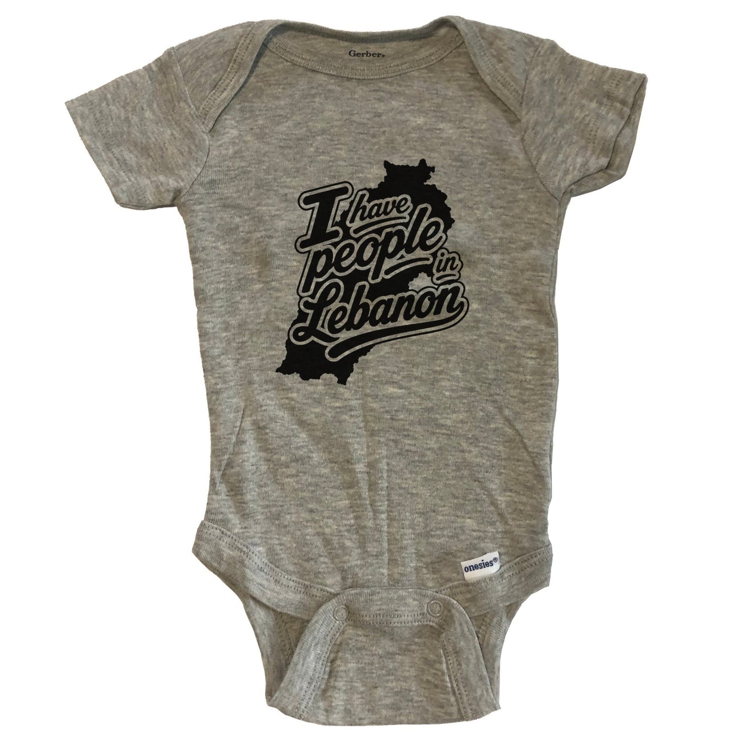 I Have People In Lebanon Country Silhouette Baby Bodysuit - Grey