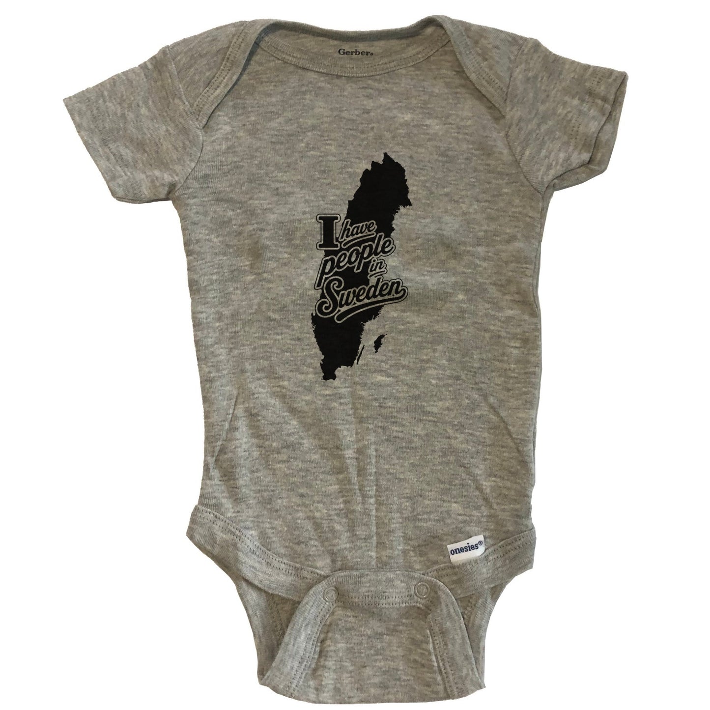 I Have People In Sweden Country Silhouette Baby Bodysuit - Grey