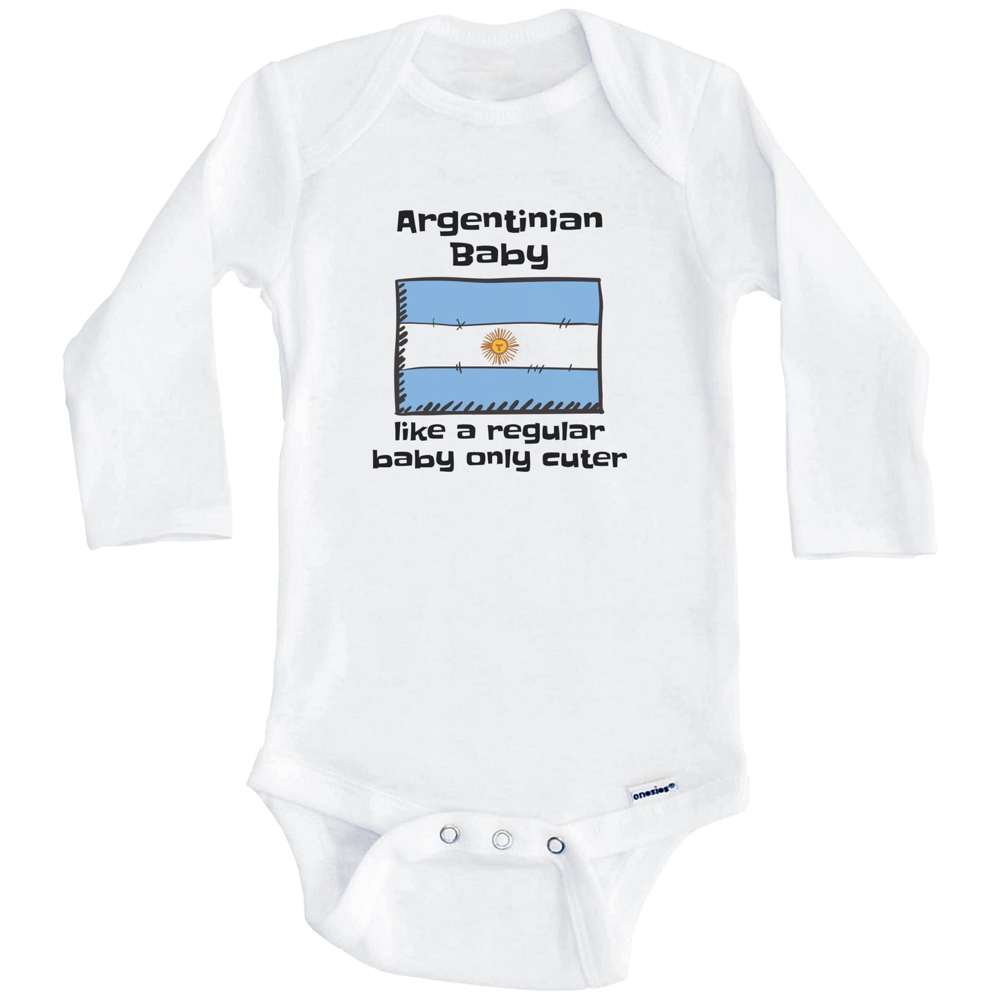Argentinian Baby Like A Regular Baby Only Cuter Funny Argentina Flag Baby Bodysuit (Long Sleeves)