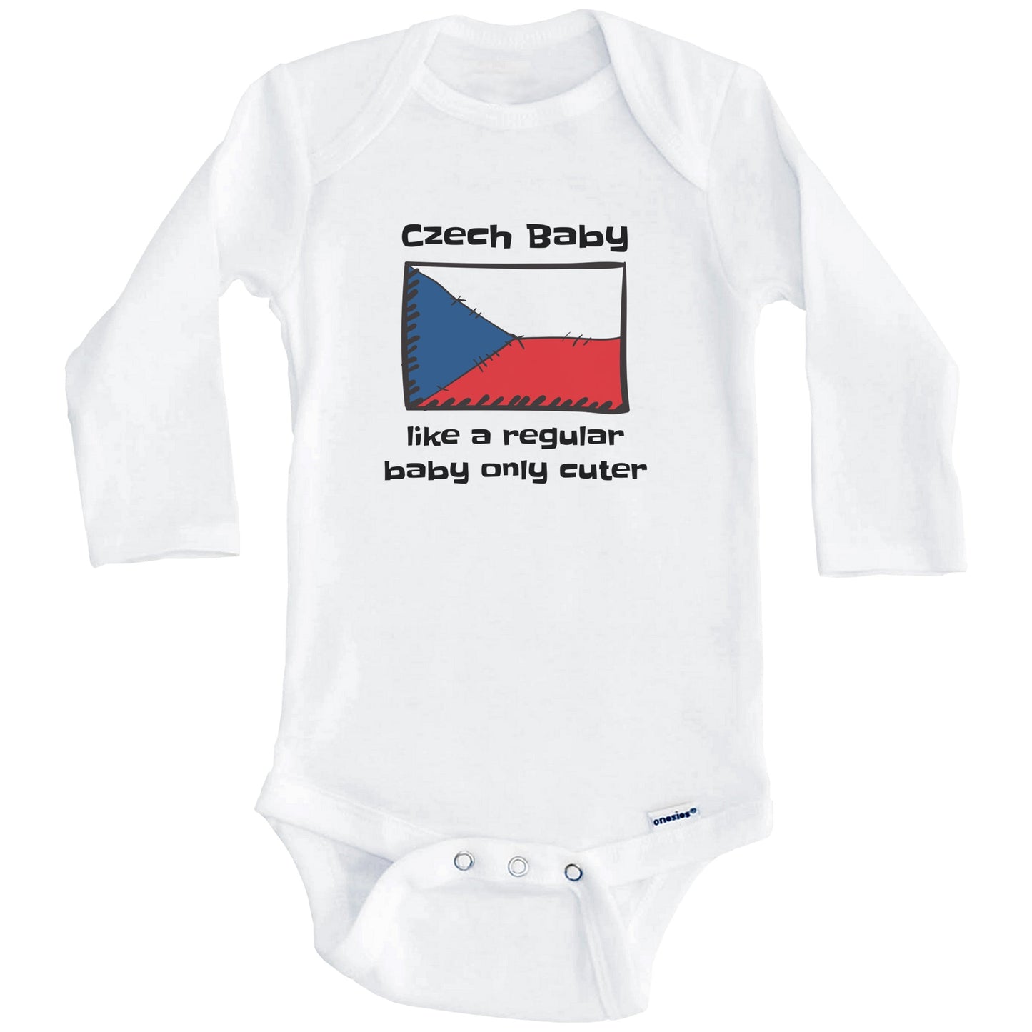 Czech Baby Like A Regular Baby Only Cuter Funny Czech Republic Flag Baby Bodysuit (Long Sleeves)