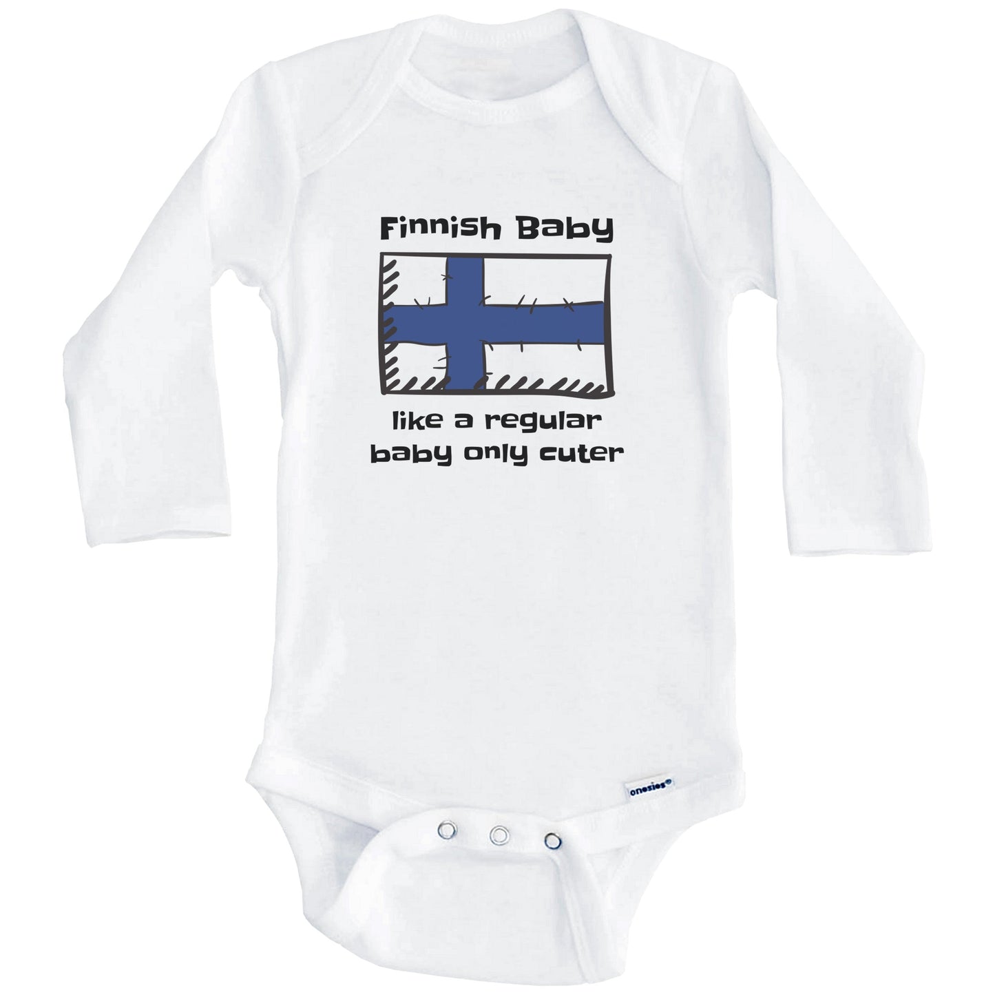Finnish Baby Like A Regular Baby Only Cuter Funny Finland Flag Baby Bodysuit (Long Sleeves)