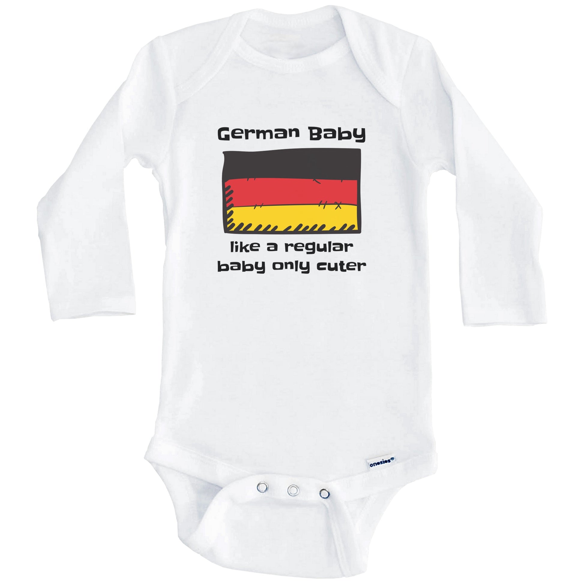 German Baby Like A Regular Baby Only Cuter Funny Germany Flag Baby Bodysuit (Long Sleeves)