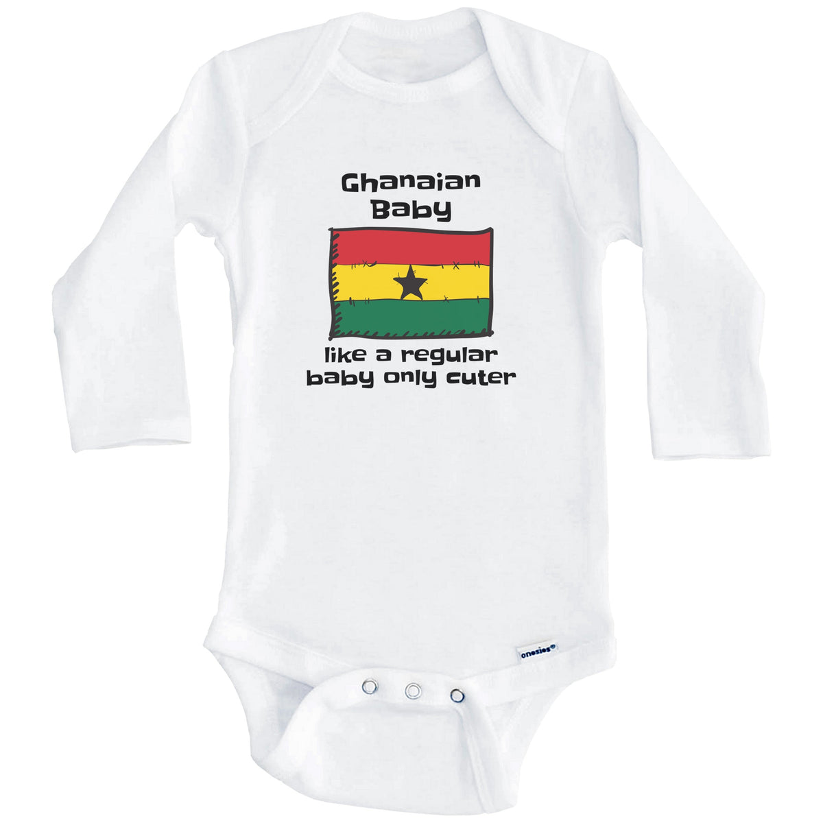 Ghanaian Baby Like A Regular Baby Only Cuter Funny Ghana Flag Baby Bodysuit (Long Sleeves)