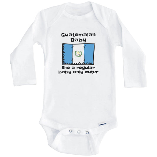 Guatemalan Baby Like A Regular Baby Only Cuter Funny Guatemala Flag Baby Bodysuit (Long Sleeves)