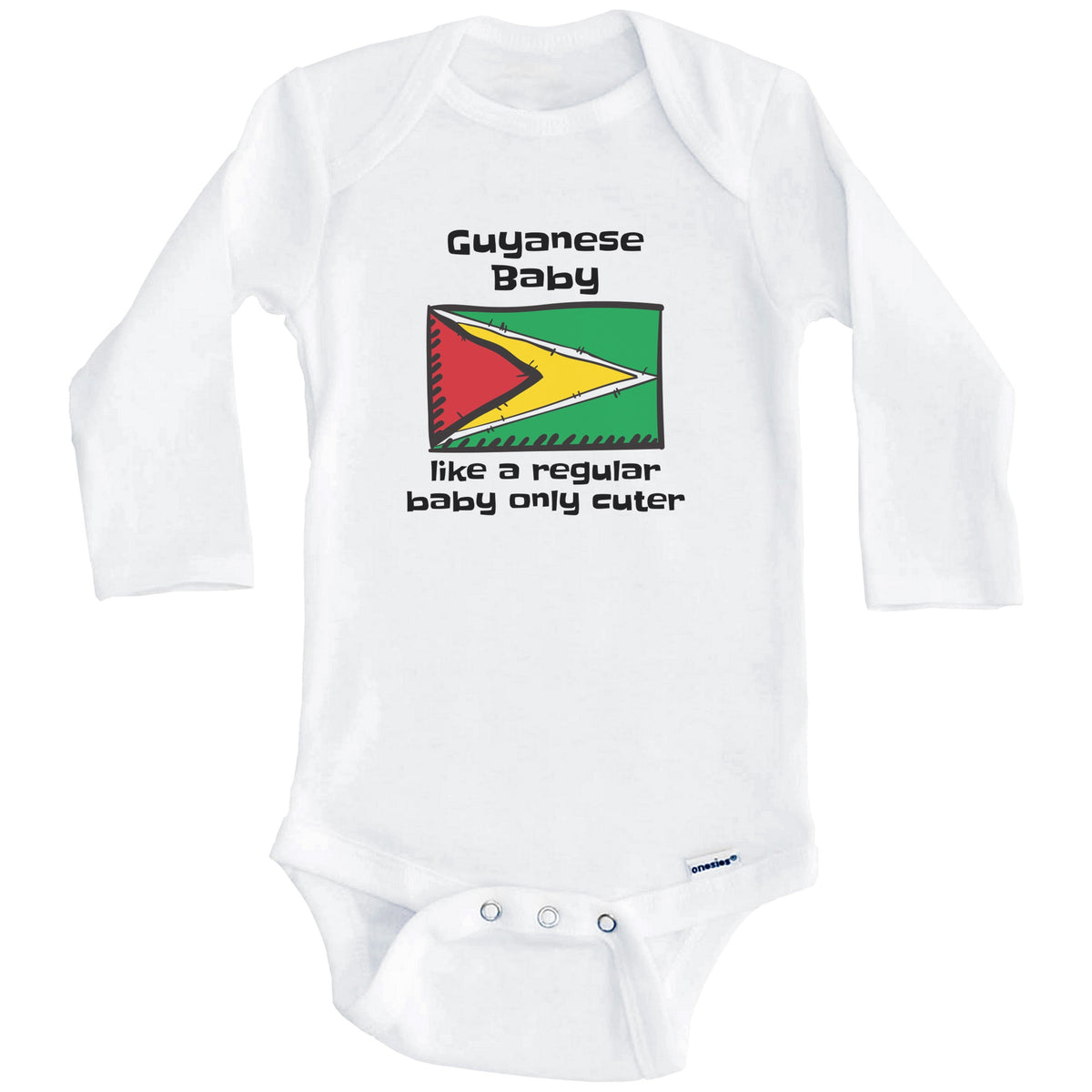 Guyanese Baby Like A Regular Baby Only Cuter Funny Guyana Flag Baby Bodysuit (Long Sleeves)