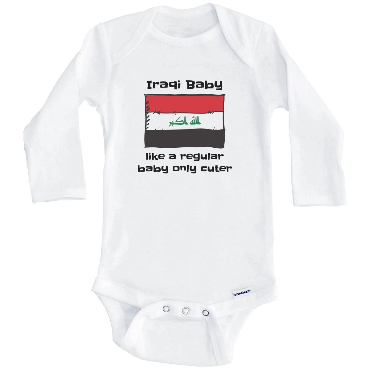 Iraqi Baby Like A Regular Baby Only Cuter Funny Iraq Flag Baby Bodysuit (Long Sleeves)