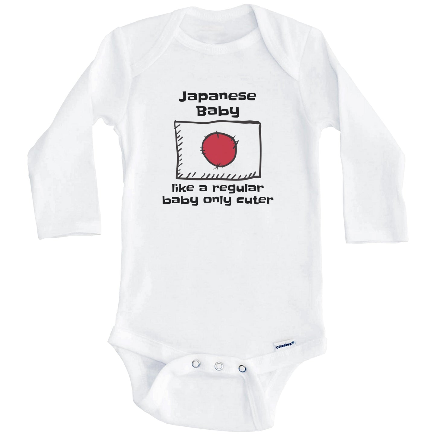 Japanese Baby Like A Regular Baby Only Cuter Funny Japan Flag Baby Bodysuit (Long Sleeves)