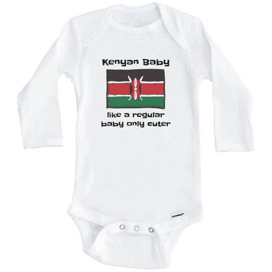 Kenyan Baby Like A Regular Baby Only Cuter Funny Kenya Flag Baby Bodysuit (Long Sleeves)