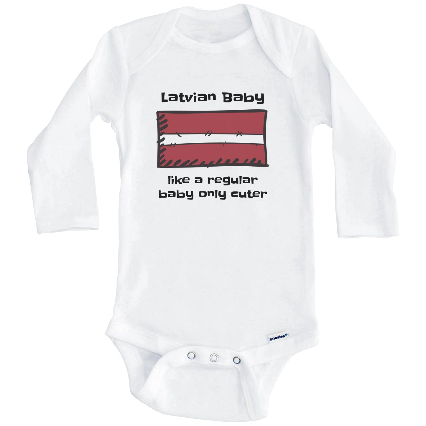 Latvian Baby Like A Regular Baby Only Cuter Funny Latvia Flag Baby Bodysuit (Long Sleeves)