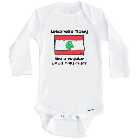Lebanese Baby Like A Regular Baby Only Cuter Funny Lebanon Flag Baby Bodysuit (Long Sleeves)