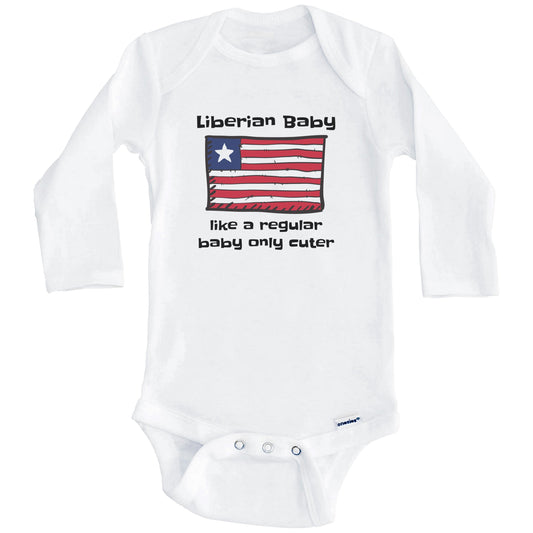 Liberian Baby Like A Regular Baby Only Cuter Funny Liberia Flag Baby Bodysuit (Long Sleeves)