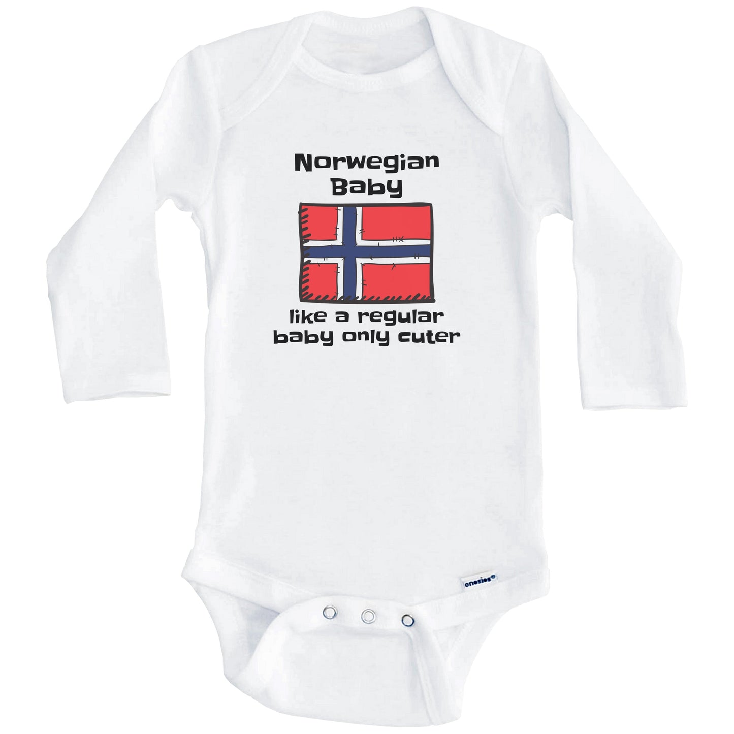 Norwegian Baby Like A Regular Baby Only Cuter Funny Norway Flag Baby Bodysuit (Long Sleeves)