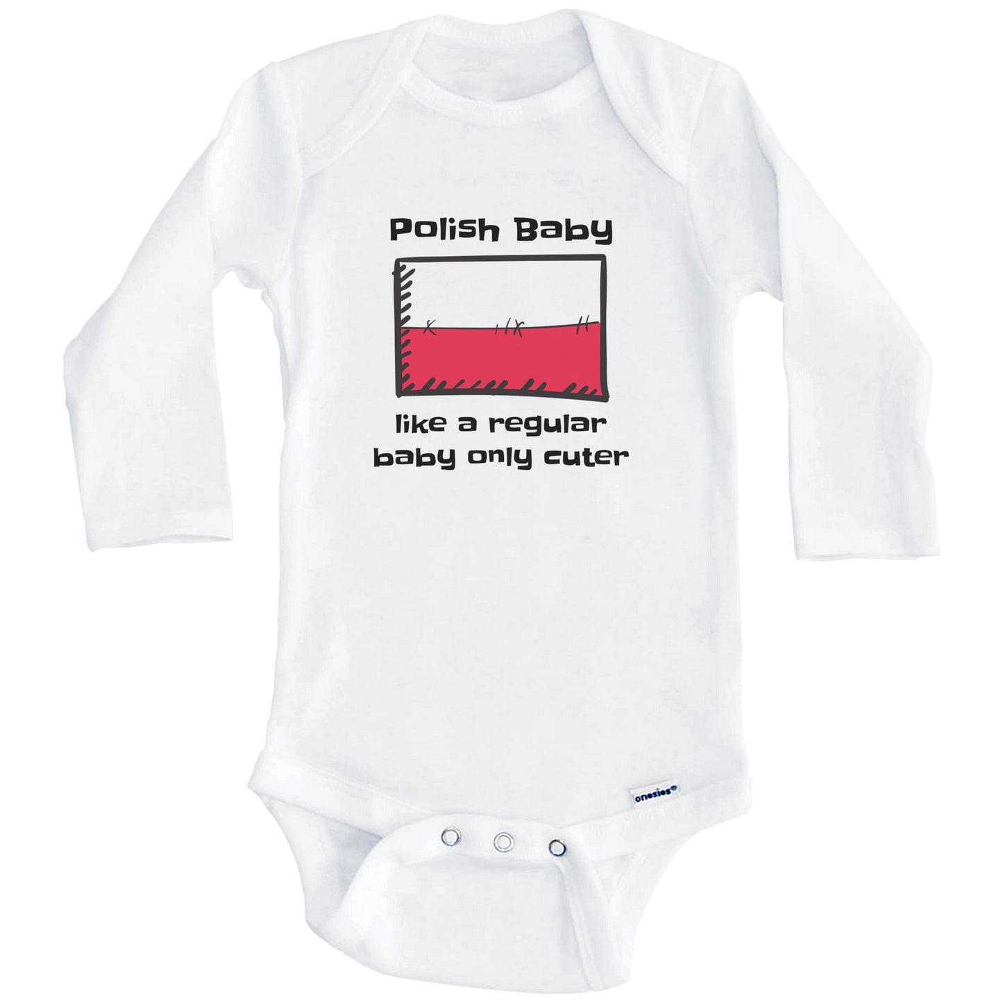 Polish Baby Like A Regular Baby Only Cuter Funny Poland Flag Baby Bodysuit (Long Sleeves)