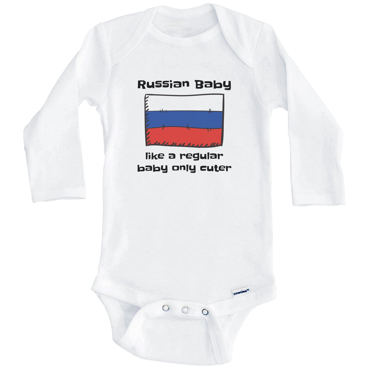 Russian Baby Like A Regular Baby Only Cuter Funny Russia Flag Baby Bodysuit (Long Sleeves)