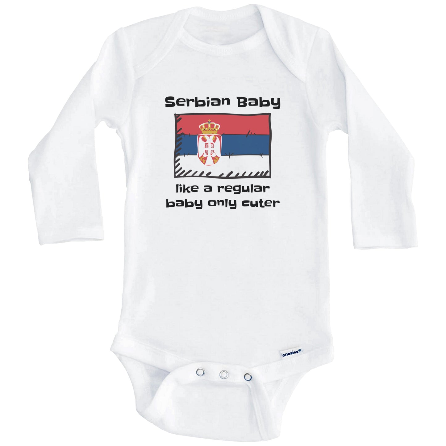 Serbian Baby Like A Regular Baby Only Cuter Funny Serbia Flag Baby Bodysuit (Long Sleeves)