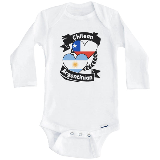 Chilean Argentinian Heart Flags Chile Argentina Baby Bodysuit (Long Sleeves)
