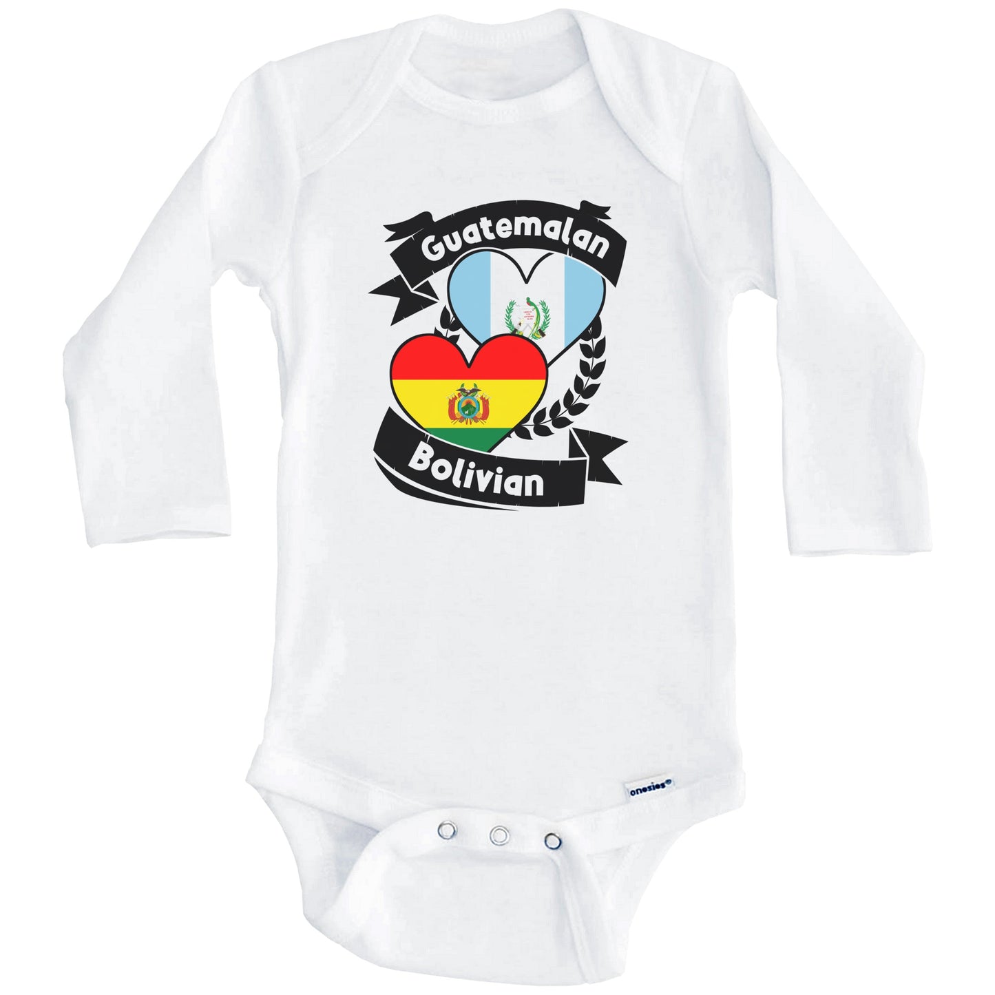 Guatemalan Bolivian Heart Flags Guatemala Bolivia Baby Bodysuit (Long Sleeves)