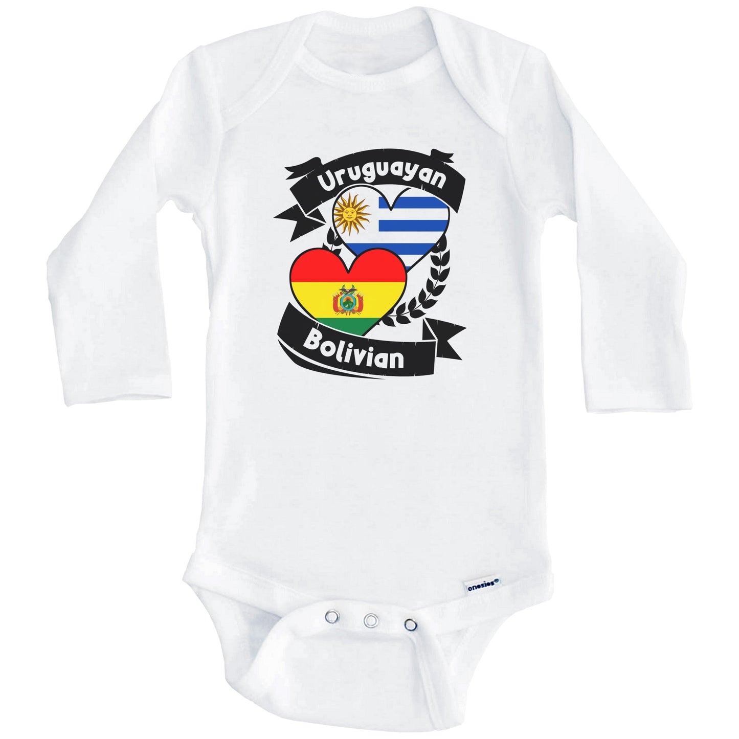 Uruguayan Bolivian Heart Flags Uruguay Bolivia Baby Bodysuit (Long Sleeves)