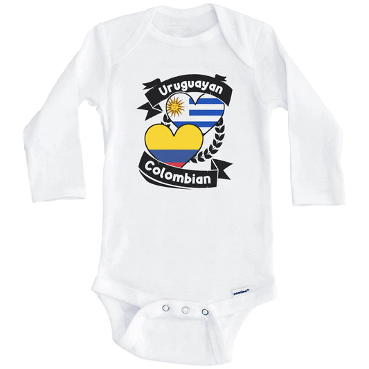 Uruguayan Colombian Heart Flags Uruguay Colombia Baby Bodysuit (Long Sleeves)