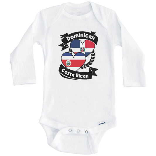 Dominican Costa Rican Heart Flags Dominican Republic Costa Rica Baby Bodysuit (Long Sleeves)