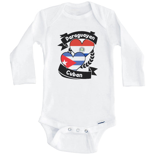 Paraguayan Cuban Heart Flags Paraguay Cuba Baby Bodysuit (Long Sleeves)