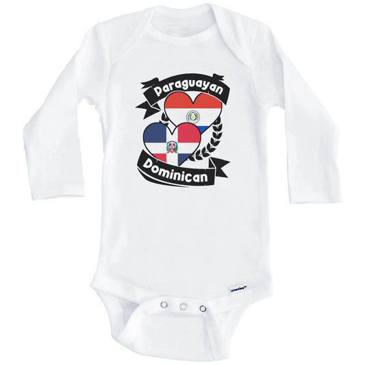 Paraguayan Dominican Heart Flags Paraguay Dominican Republic Baby Bodysuit (Long Sleeves)