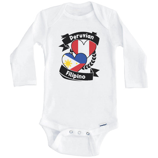 Peruvian Filipino Heart Flags Peru Philippines Baby Bodysuit (Long Sleeves)