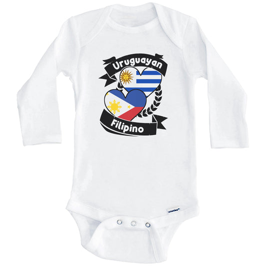 Uruguayan Filipino Heart Flags Uruguay Philippines Baby Bodysuit (Long Sleeves)