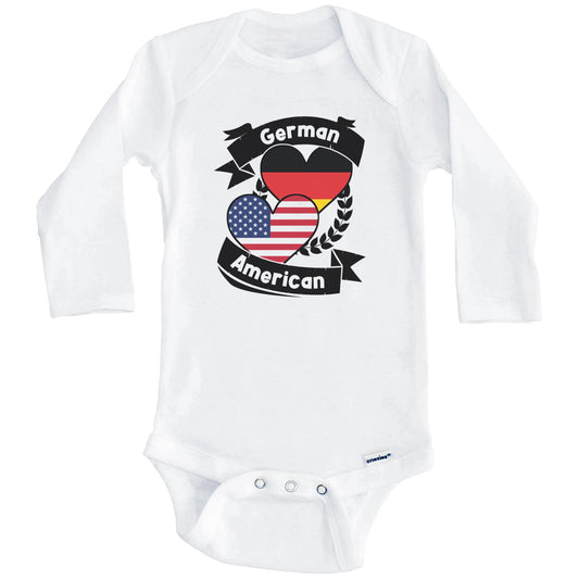 German American Hearts USA Flag Germany Flag Baby Bodysuit (Long Sleeves)