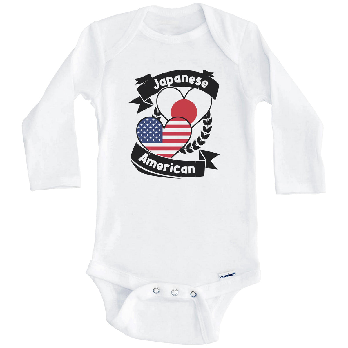 Japanese American Hearts USA Flag Japan Flag Baby Bodysuit (Long Sleeves)