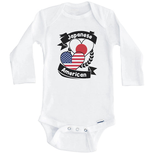 Japanese American Hearts USA Flag Japan Flag Baby Bodysuit (Long Sleeves)